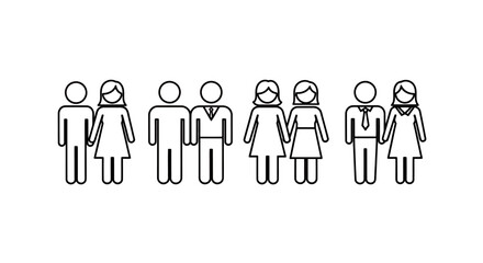 Obraz premium Minimal Line Art Illustration of a Diverse Group of People.