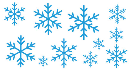 Fototapeta premium Blue Snowflakes Ice Crystals Winter.