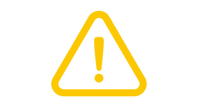 Yellow warning triangle sign symbol icon.