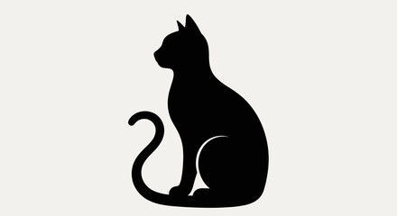 Black silhouette of a sitting cat. © Hani