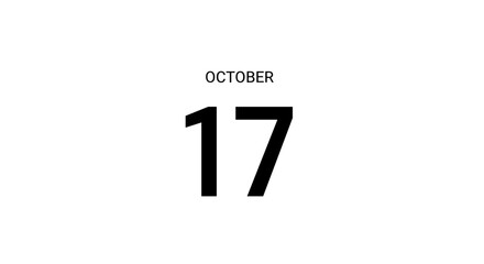 Fototapeta premium October 17 calendar date number.
