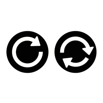Two black and white circular arrows on a white background