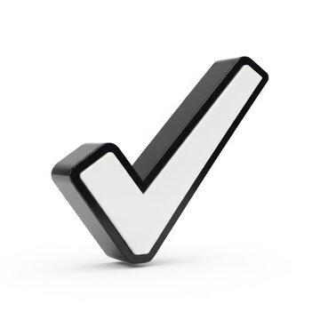 A large black and white check mark on a white background