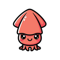 Obraz premium Cute Cartoon Squid Character Illustration.
