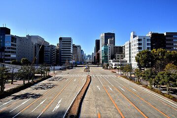 Fototapeta premium View of Sakuradori, the urban road leading to the Nagoya Station buildings.（名古屋市）2