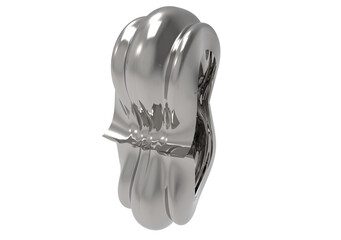 Fototapeta premium Futuristic Abstract Chrome Metal 3D Form with Mirror Finish and Dynamic Fluid Lines on Black