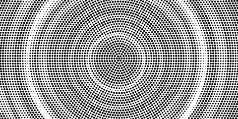 Grunge halftone gradient background. Faded grit noise texture. White and black sandy wallpaper. Retro pixelated backdrop. Anime or manga style comic overlay © towilah