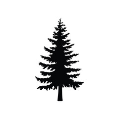 Obraz premium Simple silhouette of a coniferous evergreen tree against a white background