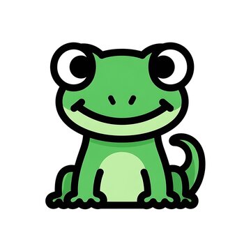 Smiling Cartoon Frog Character Sitting.