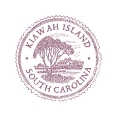 Obraz premium American Postmark from Kiawah Island featuring Lowcountry Golf and Classic Beach design