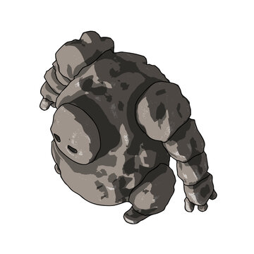 Stone Rock Giant Golem Fantasy Big Creature. Vector illustration.
