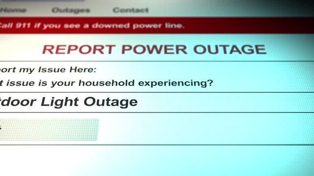 Report an Electrical Outage Generic Form - Outdoor Light Outage