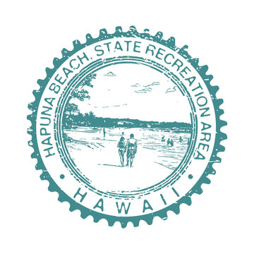 Hapuna Beach State Park Official Vintage Postmark Design Representing The Big Island Hawaii Coast.