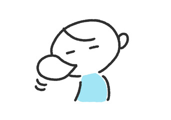 Obraz premium うとうと眠るかわいい手描きの男性キャラクター・鼻ちょうちん