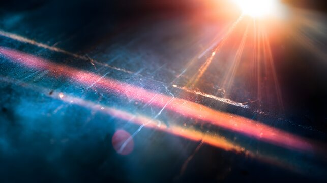 A vibrant light shines brightly in a dark abstract background