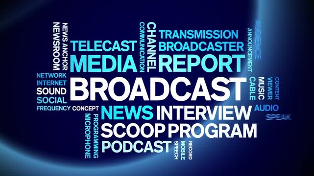 Broadcast animated word cloud-text design animation tag kinetic typography seamless loop.