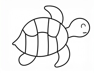 Fototapeta premium Simple sea turtle stencil outline for toddler coloring book