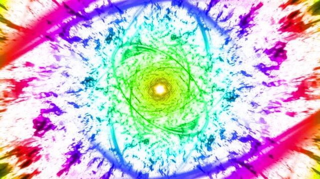 にじんだ楕円形とフラクタルのトンネル ループ背景 虹色