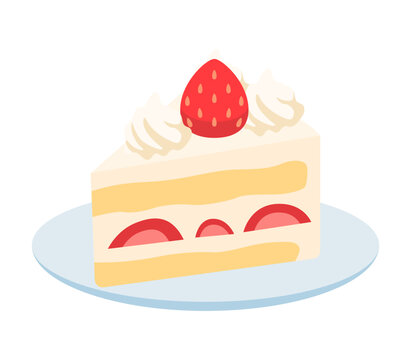 いちごショートケーキのイラスト 誕生日スイーツ素材