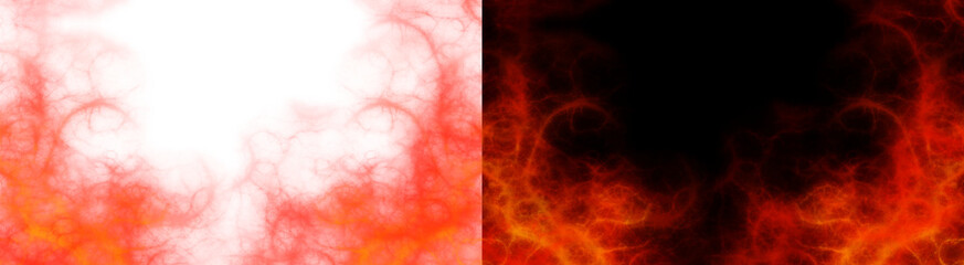 Fototapeta premium PNG image of&nbsp;Intense fiery energy flow abstract texture with glowing red and orange filaments on transparent background