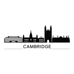 Fototapeta premium Cambridge skyline silhouette with prominent buildings and city name