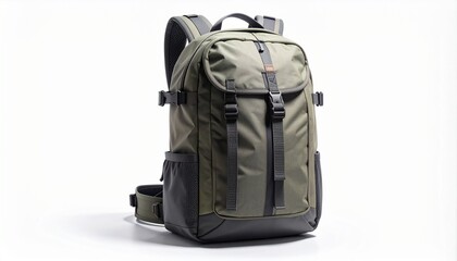 Naklejka premium High-quality green backpack with multiple compartments and adjustable straps, perfect for travel and outdoor adventures