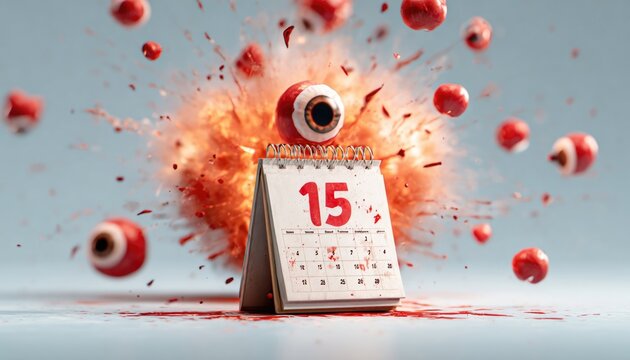 Calendar flipping to 15 March with exploding consumer rights icons like heart for redressal eye for info, festive explosion