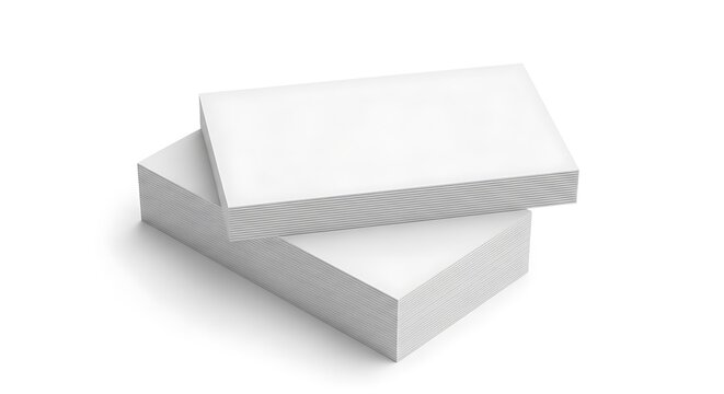 Stack of blank white business cards mockup isolated on white background for branding presentation and corporate identity