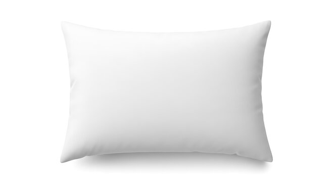 Soft white rectangular bed pillow isolated on a clean white background for comfortable sleep and bedding interior concepts