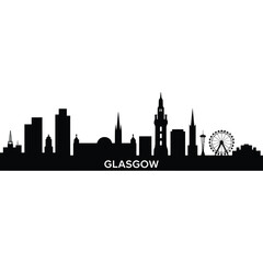 Obraz premium A striking black silhouette depicts the glasgow skyline with iconic landmarks