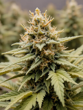 Cannabis Bud in indoor Mango seeds feminized Close Up