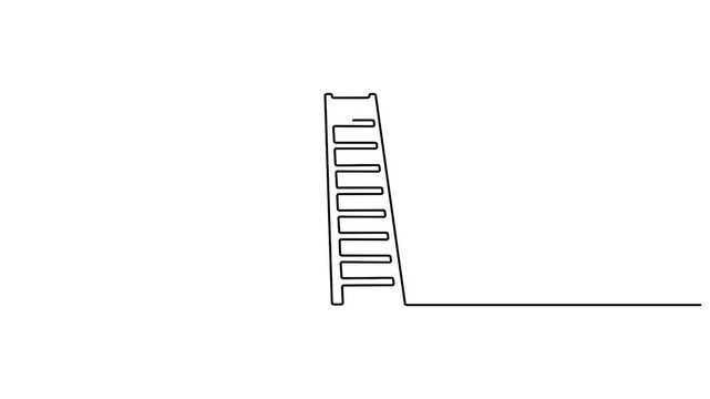 Self animated minimalist continuous line drawing of a ladder vector illustration