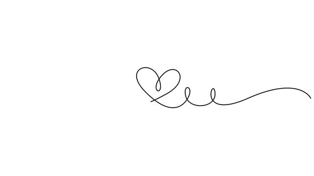 Self animated minimalist illustration of a heart single continuous line drawing vector illustration