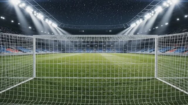Soccer field goal net stadium lights