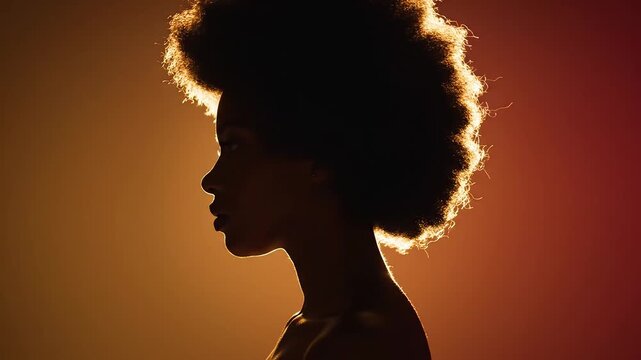 Silhouette of a woman with afro hair