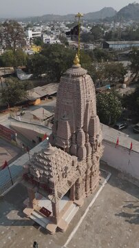 Kaal Bhairav Temple Dongargarh, Ancient Hindu Temple Architecture India, Bhairav Mandir Aerial View, Sacred Temple Landmark Chhattisgarh stock video.
