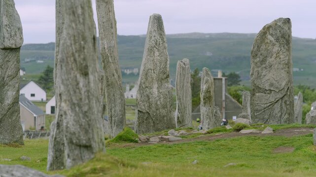 Telescopic shot of one of the stone avenues at the standing stones in Callanish.