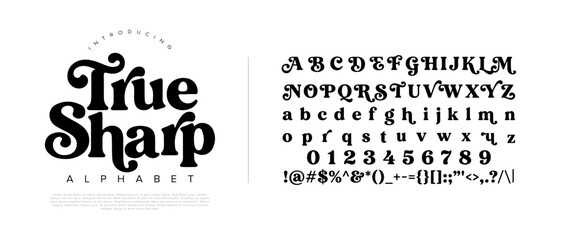 Vintage decorative serif font with victorian swash for classic label brewery branding and antique logo design © happy