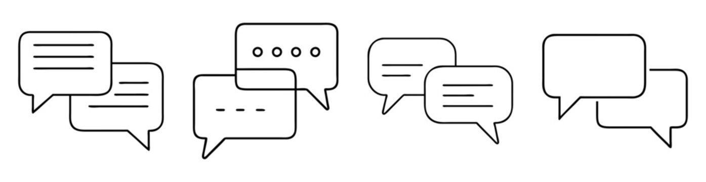 Various stylized speech bubbles overlapping each other, representing different types of communication