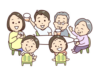 Fototapeta premium 家族団らん、楽しい会話をする家族