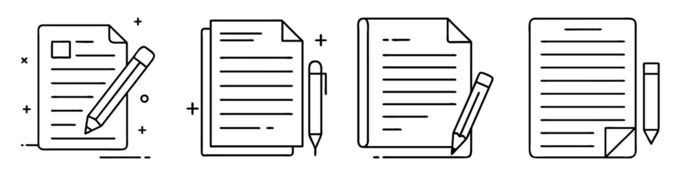 Documents with Pencils Illustration, Vector Design for Writing, Note Taking and Checklist