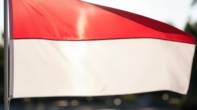 Indonesia Flag Waving in the Wind Symbol of Freedom.