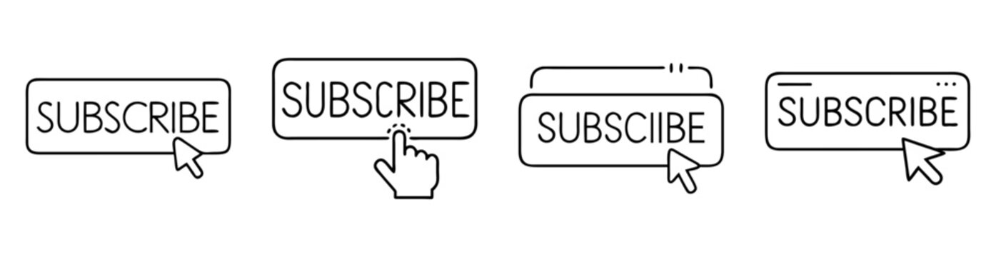 Black and White Vector Art of Four Different Subscribe Buttons