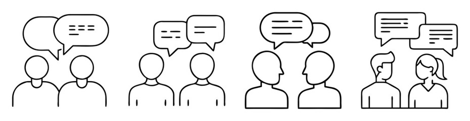 Obraz premium Icons of people with speech bubbles representing communication and conversation