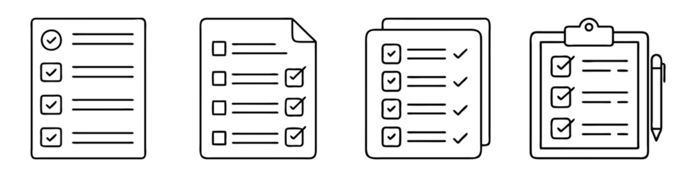 Multiple checklist and document icons representing tasks completion and organization