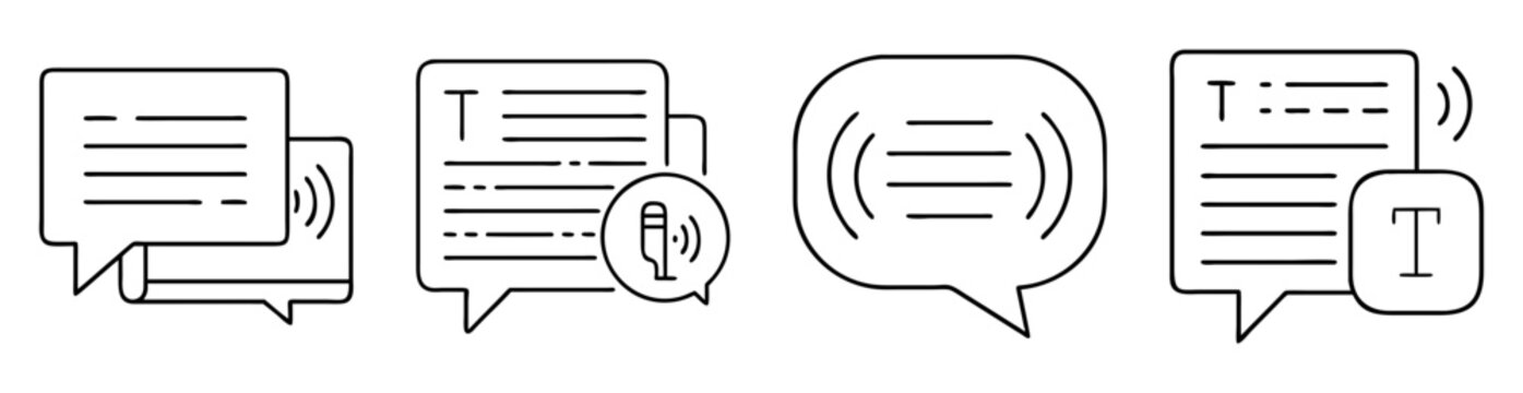 A Set of Communication Icons Representing Text and Voice Messaging Interface