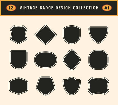 Collection of Vintage Badge Logo in Various Shapes with Outline for E-Sport Logo Brand, Emblem, School Logo, Apparel