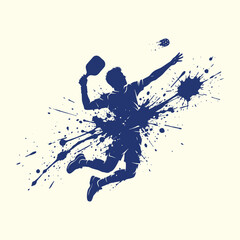 Obraz premium Dynamic Male Pickleball Player in Ink Splash Sketch Style – Action Sports Illustration