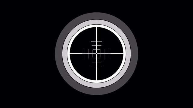 Sniper Scope Animation with Reticle Aiming Motion Graphic transparent background alpha channel