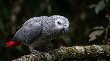 Obraz premium African Grey Parrot Intelligence Portrait